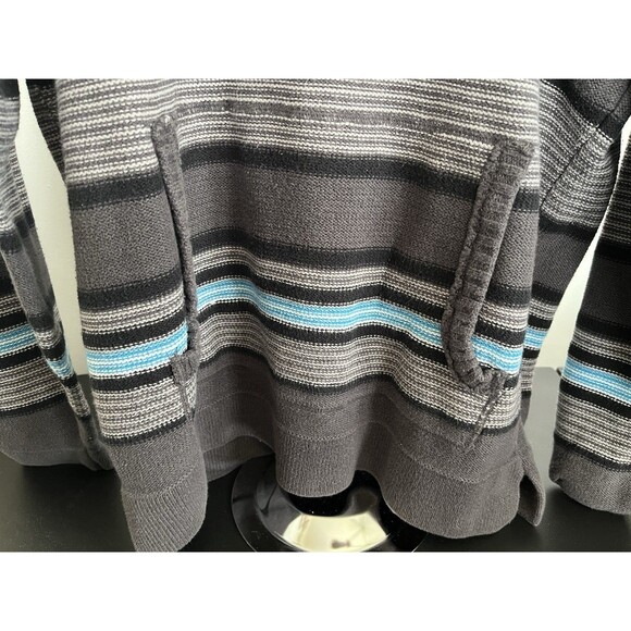 Retrofit Men's Knit Pullover Hoodie Sweater Gray Blue Striped Size Large - Picture 5 of 6